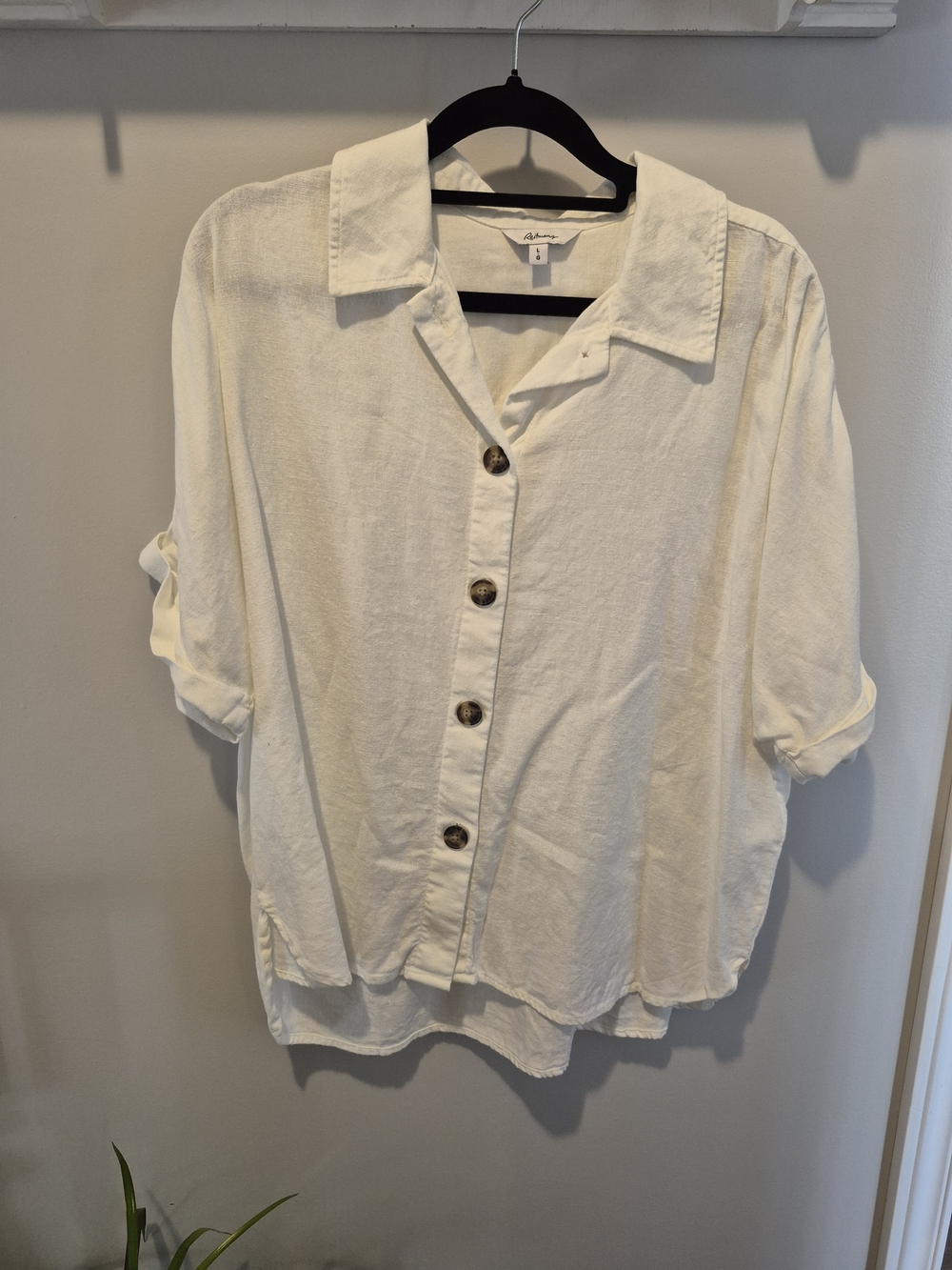 Reitmans Cream Button-Front Relaxed Collar Shirt